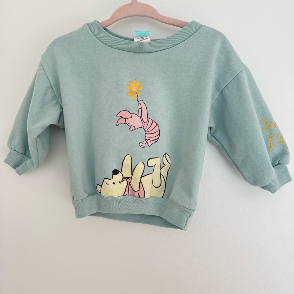 Disney Kids Teal Sweatshirt with Winnie the Pooh and Piglet - Picture 1 of 3